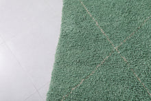 Handwoven Wool Rug in Soft Mint Green – Classic Diamond Pattern - Custom Rug