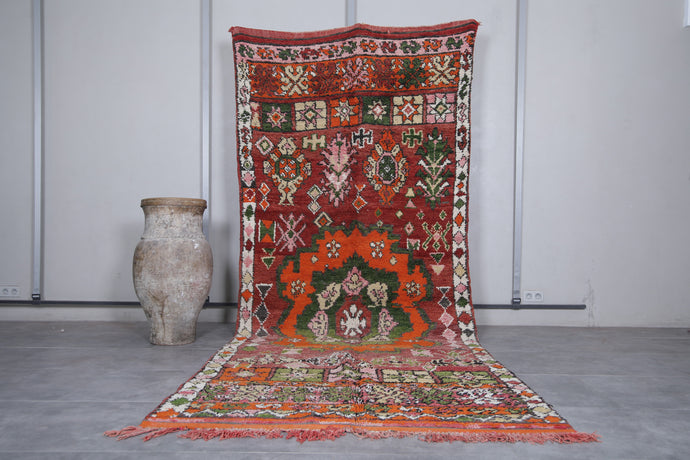 Moroccan Vintage Rug 5.4 x 13.8 Feet with Floral and Geometric Patterns