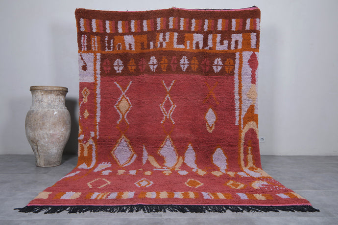 Rustic Red Moroccan Wool Rug - Handwoven Berber Carpet