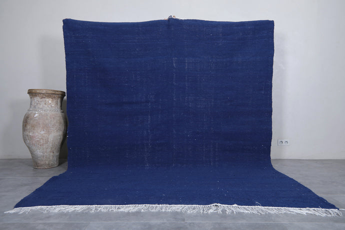 Custom Flat Woven Rug - Handmade Blue Berber Carpet