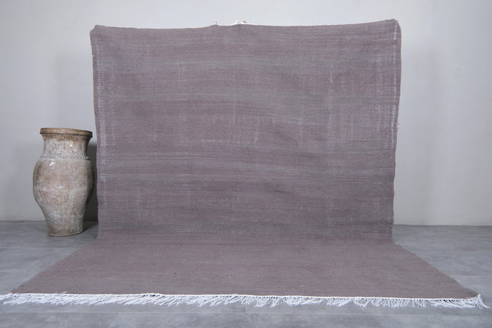 Custom Flat Woven Rug - Handmade Moroccan Solid Grey Rug