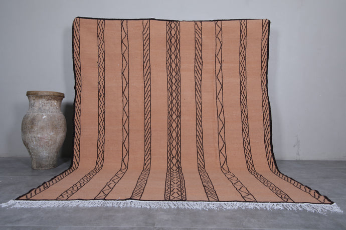Brown Moroccan Handwoven Rug with Black Stripes - Berber Custom Carpet