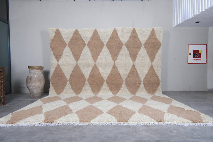 Handmade Moroccan Rug - Beige and Cream Diamond Custom Rug