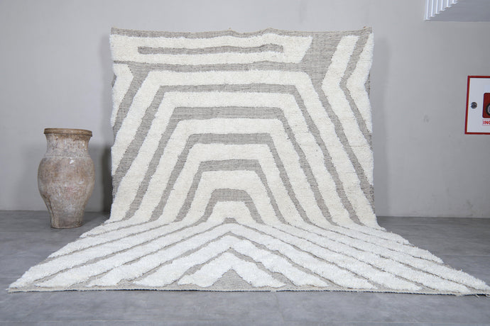 Authentic Berber Rug - Handmade Gray and White Moroccan Carpet