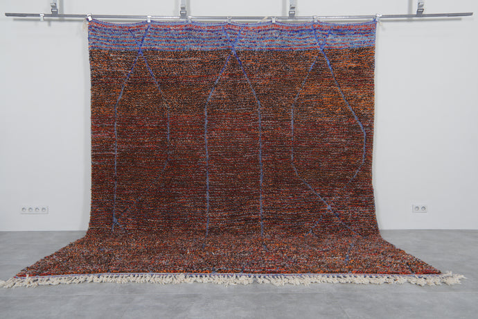 Custom Moroccan Berber Rug - Handmade Shag Carpet in Brown and Blue
