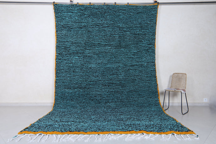 Yellow Border Striped Azilal Rug - Handmade Berber Wool Carpet | Custom Rug