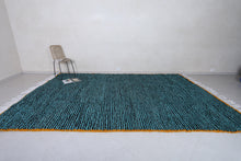 Yellow Border Striped Azilal Rug - Handmade Berber Wool Carpet | Custom Rug