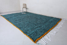 Yellow Border Striped Azilal Rug - Handmade Berber Wool Carpet | Custom Rug