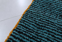 Yellow Border Striped Azilal Rug - Handmade Berber Wool Carpet | Custom Rug