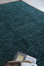 Yellow Border Striped Azilal Rug - Handmade Berber Wool Carpet | Custom Rug