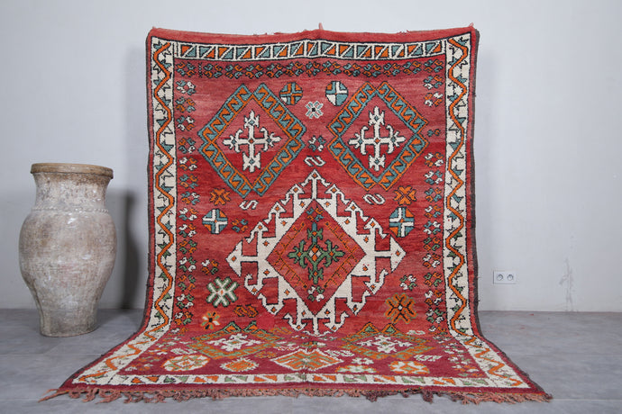 Boujaad Moroccan Rug - 6.3 x 8.9 ft | Handwoven Geometric Beauty