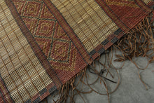 Handwoven Tuareg Mat Rug – Vintage Reed & Leather Tribal Design Custom Size