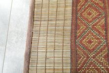 Handwoven Tuareg Mat Rug – Vintage Reed & Leather Tribal Design Custom Size