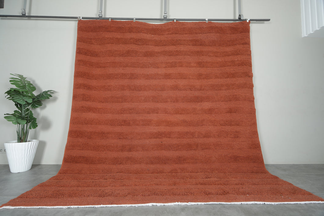 Brown minimalist Moroccan rug - Custom size