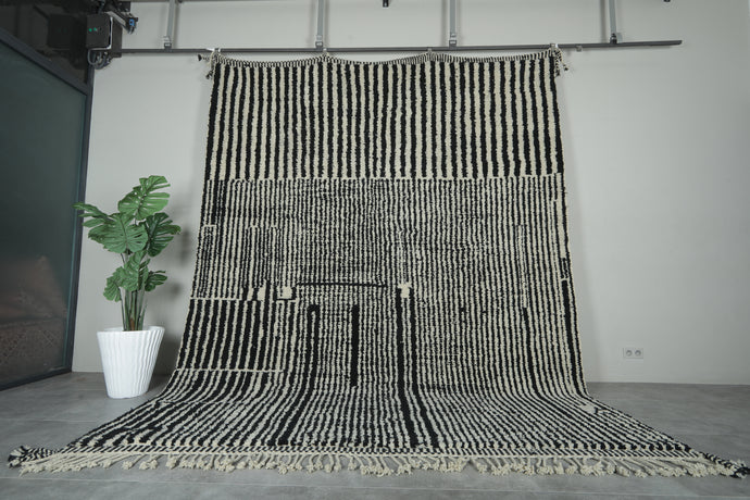 Handwoven Moroccan Rug - Custom Rug - black and white rug