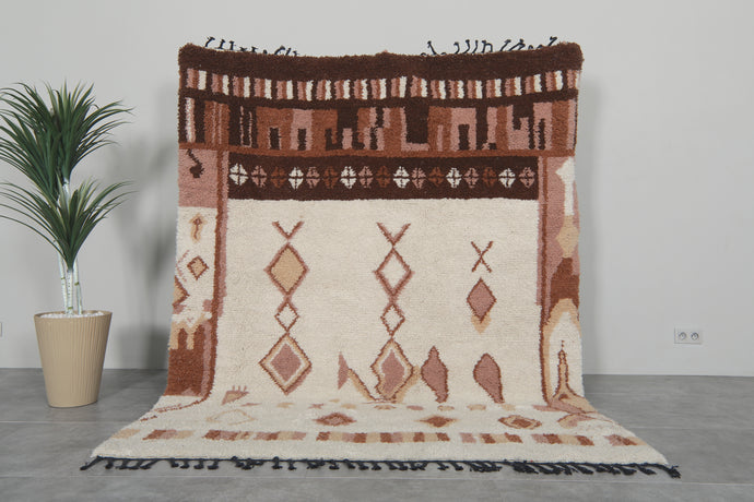 Handmade Moroccan Berber Rug – Multitone Wool with Tribal Diamond & Geometric Motifs