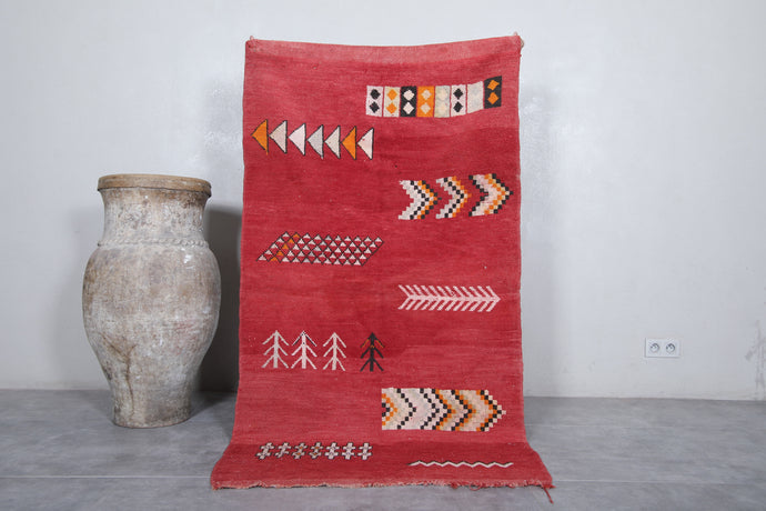 Moroccan Tribal Rug - 3.4 x 6.1 ft | Handwoven Geometric Accent