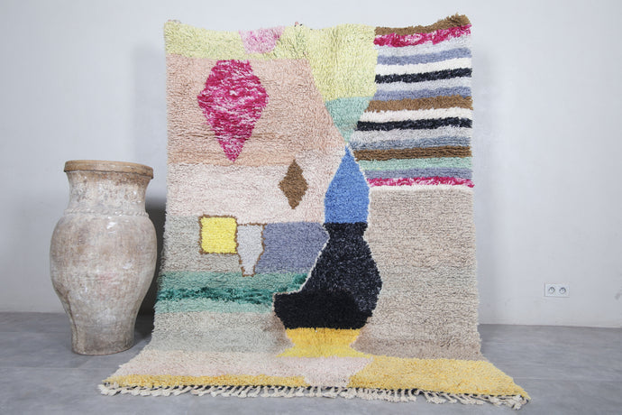 Modern Moroccan Rug - 5.6 x 7.7 ft | Abstract Handwoven Design
