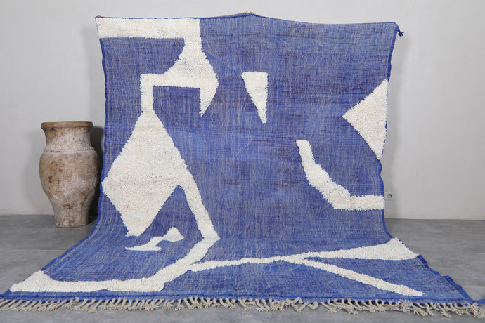 Abstract Blue Moroccan Berber Rug - Handwoven Custom Carpet