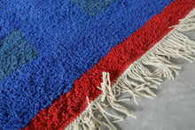 Blue & red handmade beni ourain rug - Custom size
