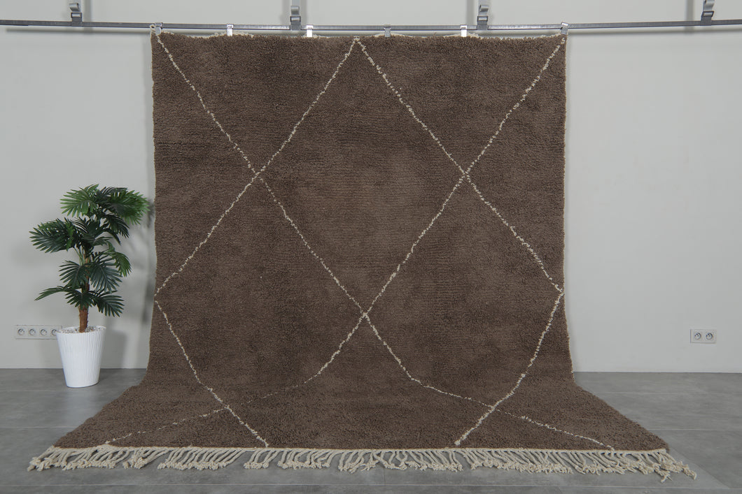 Brown beni ourain Moroccan rug - Custom Wool rug