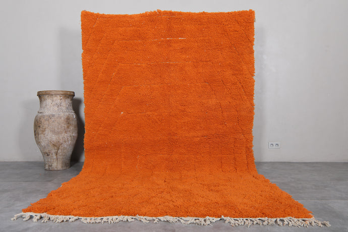 Vibrant Orange Moroccan Berber Rug - Handmade Wool Rug