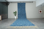 Custom blue Moroccan runner rug - Handmade striped rug