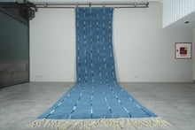 Custom blue Moroccan runner rug - Handmade striped rug