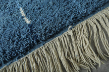 Custom blue Moroccan runner rug - Handmade striped rug