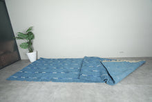 Custom blue Moroccan runner rug - Handmade striped rug
