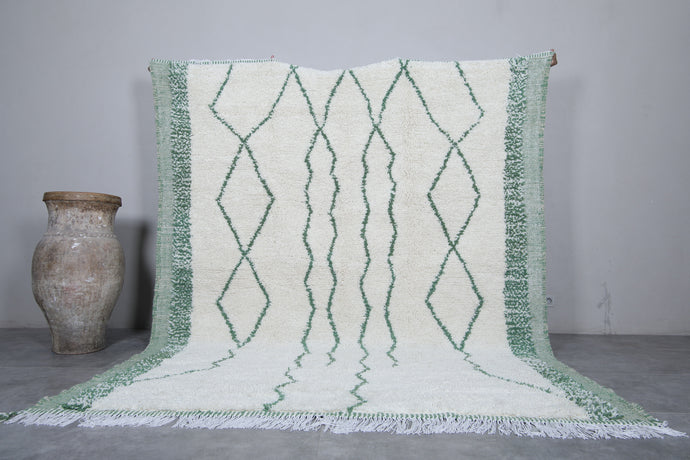 Handwoven Moroccan Wool Rug - Elegant Green Berber Design