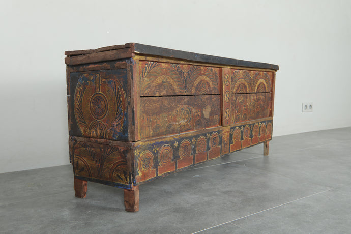 Vintage Moroccan chest  H 22 inches x W 51.1 inches x D 13.7 inches