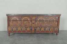 Vintage Moroccan chest  H 22 INCHES X W 51.1 INCHES X D 13.7 INCHES