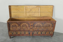 Vintage Moroccan chest  H 22 INCHES X W 51.1 INCHES X D 13.7 INCHES