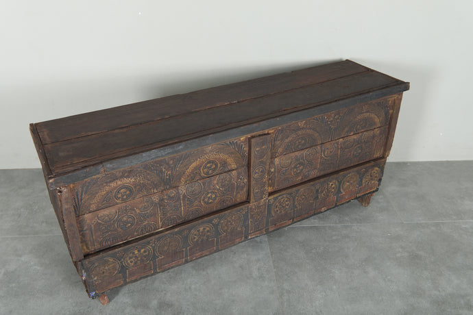 Vintage Moroccan chest  H 22.4 INCHES X W 52.3 INCHES X D 13.7 INCHES