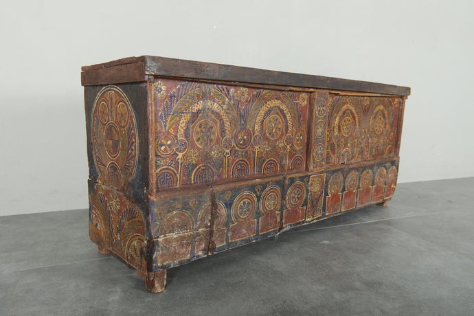 Vintage Moroccan chest  H 20.4 INCHES X W 49.6 INCHES X D 13.7 INCHES