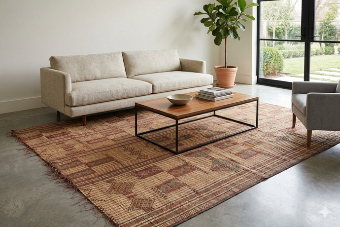 Tuareg Rug - 5.9 x 9.1 Feet | Vibrant Handwoven Saharan Mat