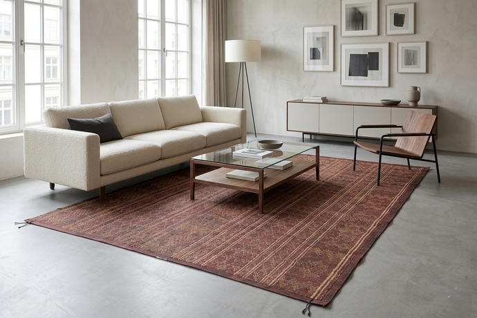 Tuareg Rug - 5.3x8.5 Ft | Unique Red Mauritanian Rug