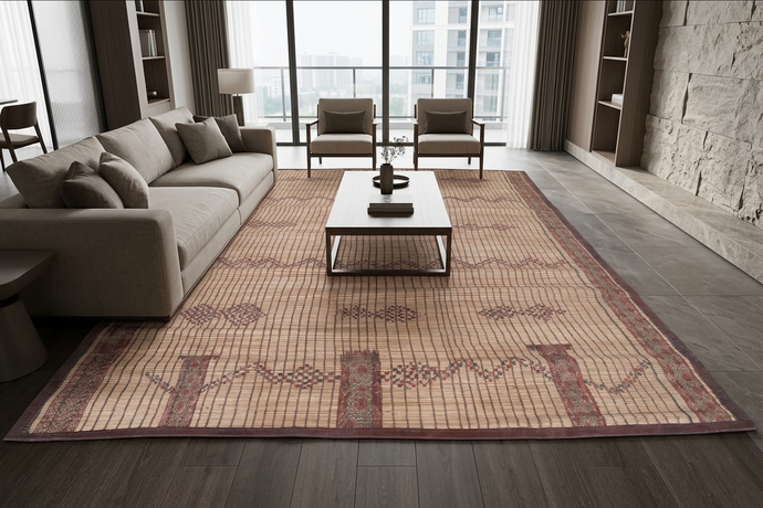 Authentic Tuareg Rug - 5.8 x 8.5 Feet | Handwoven Tribal Elegance