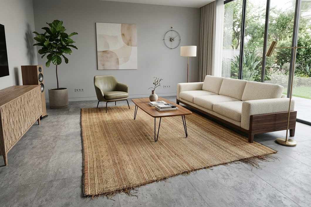 Tuareg Mat 7.6 ft x 9.1 ft – Handmade Moroccan Reed Area Rug