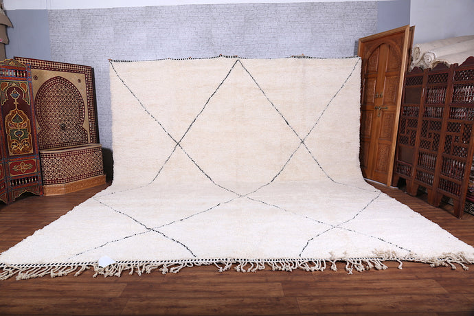 Moroccan Beni Ourain Rug - Minimalist Diamond Pattern | Handmade Wool Carpet