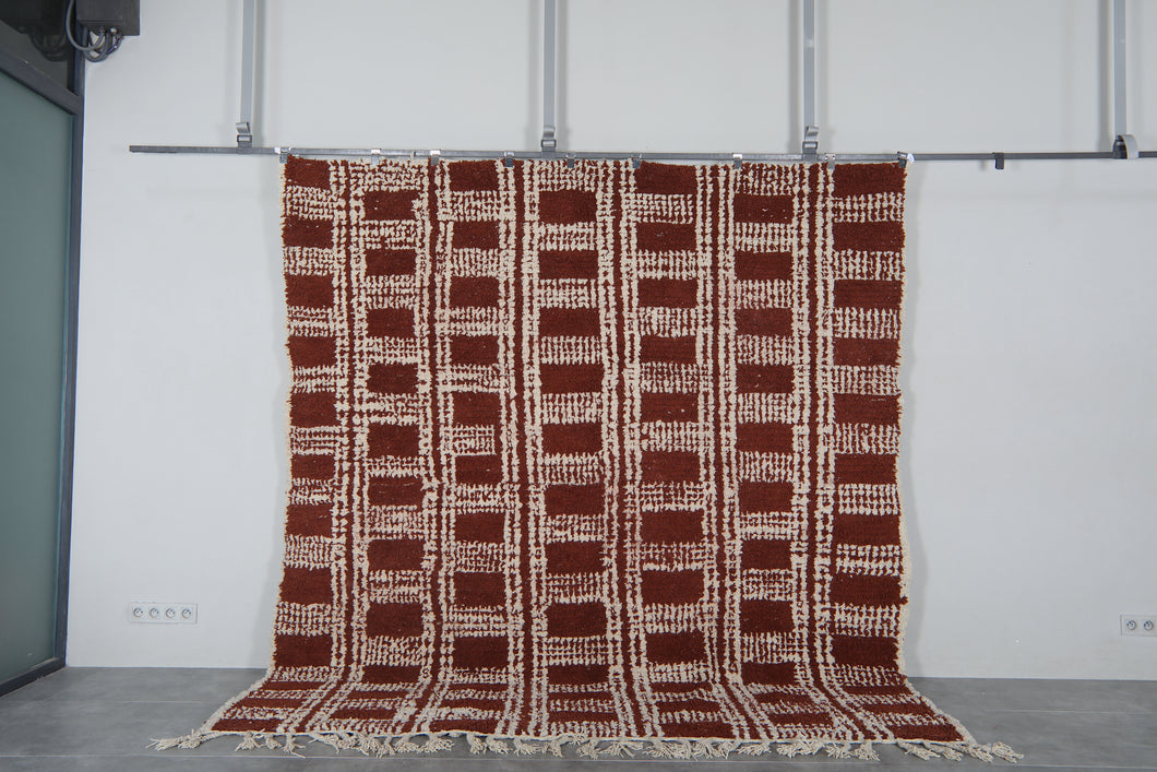 Rust brown Moroccan rug - Handmade custom rug - Geometric Berber rug - Moroccan area rug - Morocco rug - Wool rug - Custom size rug