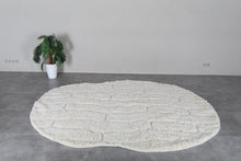 Ivory textured Moroccan rug – Handmade wool shag rug – Organic shape Berber rug – 3D geometric white rug – Custom size rug