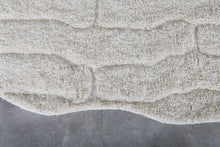 Ivory textured Moroccan rug – Handmade wool shag rug – Organic shape Berber rug – 3D geometric white rug – Custom size rug