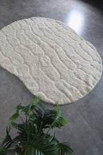 Ivory textured Moroccan rug – Handmade wool shag rug – Organic shape Berber rug – 3D geometric white rug – Custom size rug