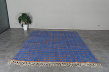 Blue Moroccan rug - Handmade custom rug - Geometric Berber rug - Moroccan area rug - Blue orange rug - Wool rug - Custom size rug