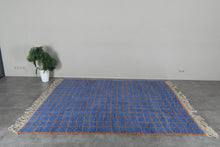 Blue Moroccan rug - Handmade custom rug - Geometric Berber rug - Moroccan area rug - Blue orange rug - Wool rug - Custom size rug