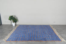 Blue Moroccan rug - Handmade custom rug - Geometric Berber rug - Moroccan area rug - Blue orange rug - Wool rug - Custom size rug