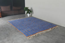 Blue Moroccan rug - Handmade custom rug - Geometric Berber rug - Moroccan area rug - Blue orange rug - Wool rug - Custom size rug