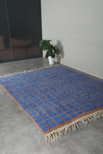Blue Moroccan rug - Handmade custom rug - Geometric Berber rug - Moroccan area rug - Blue orange rug - Wool rug - Custom size rug